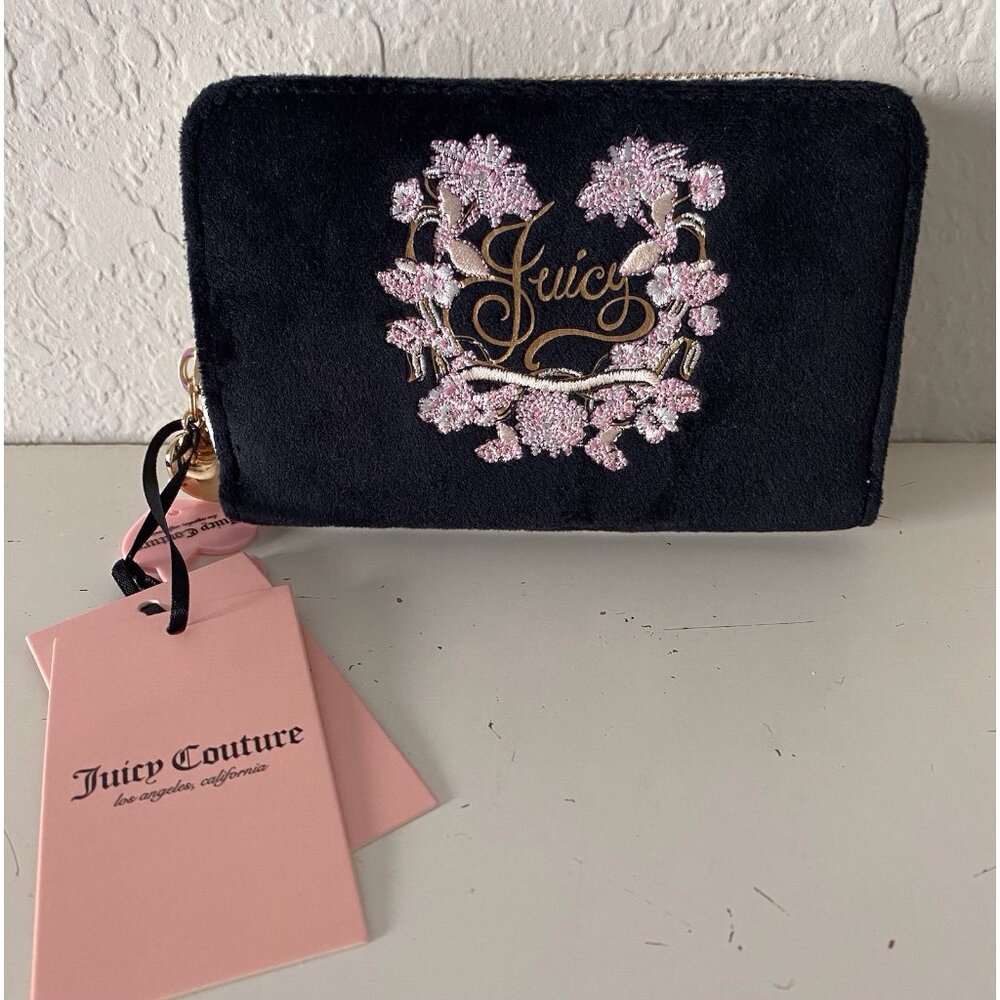 Juicy Couture Juicy In Bloom Multi Compartment Bifold Wallet Liquorice NEW